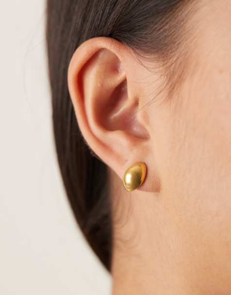 Lost Souls – 18K guldpläterade stiftörhängen med rundad design - view 1