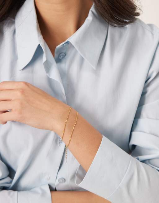 Lost Souls – 18k guldpläterat armband i rostfritt stål med flera rader och pansarkedja