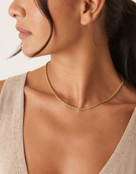 Lost Souls – 18k guldpläterat halsband i rostfritt stål med tunn repkedja - view 1