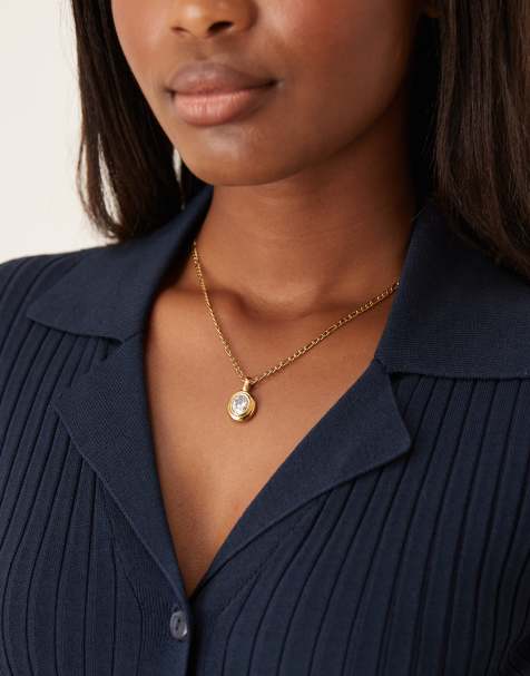 Lost Souls – 18k guldpläterat, rostfritt stål med halsband med hänge med smält design och sten - view 1