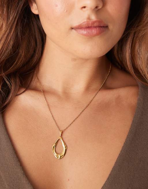 Lost Souls – 18k guldpläterat statement-halsband i rostfritt stål med smält hänge, 3 av 4