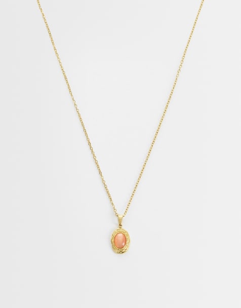 Lost Souls - 18k vergulde ketting met koraalsteenhanger - view 1