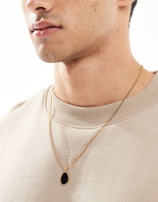 Lost Souls - 18k vergulde ketting met zwart hangertje
