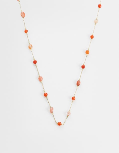 Lost Souls - 18k vergulde ketting van roestvrij staal met rode stenen hangertjes - view 1