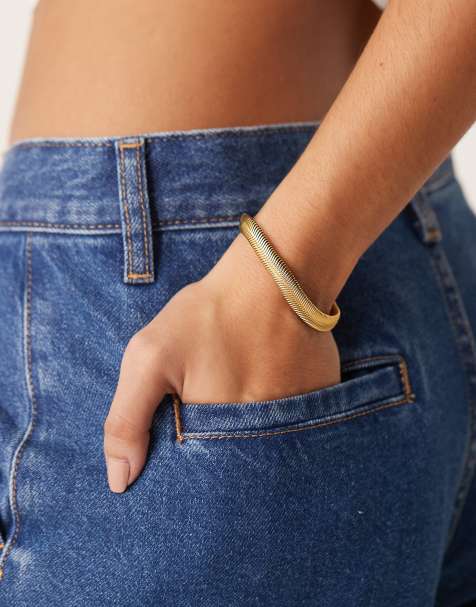 Lost Souls - 18k vergulde zachte schakelarmband met platte schakels van roestvrij staal - view 1