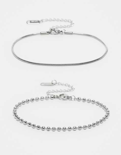 Lost Souls 2 pack of ball and snake chain bracelets in stainless steel - view 1