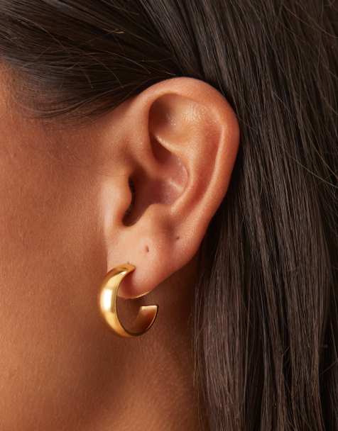 Lost Souls 20mm wide hoop earrings in 18kt gold plated stainless steel - view 1