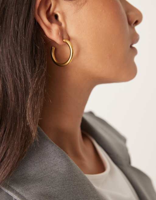 Lost Souls 28mm tube hoop earrings in 18kt gold plated stainless steel