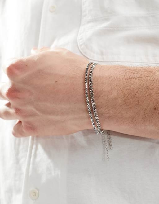 Lost Souls – 2er-Pack Edelstahl-Armbänder in Silber-Optik