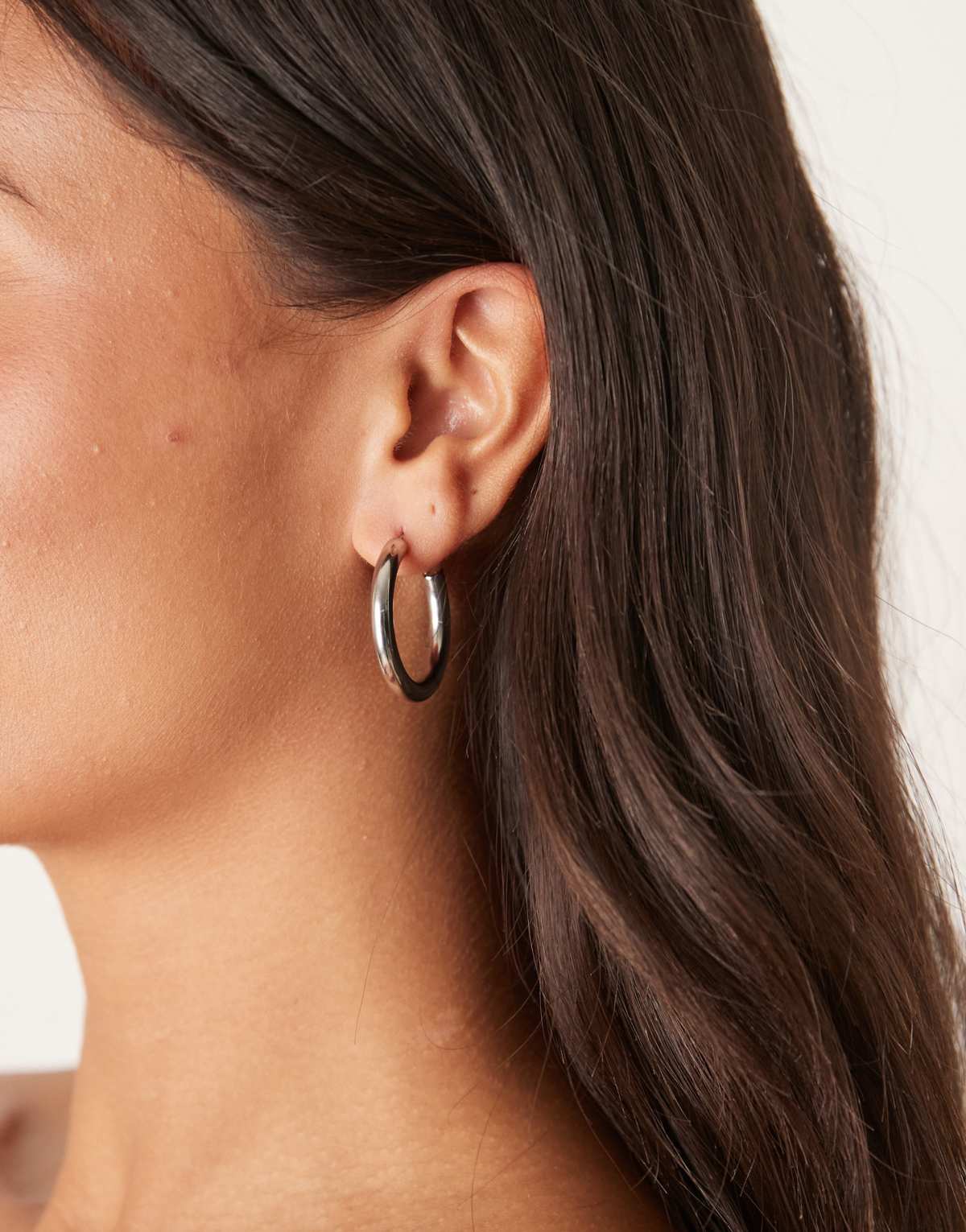 Lost Souls 30mm stainless steel hoop earrings in silver