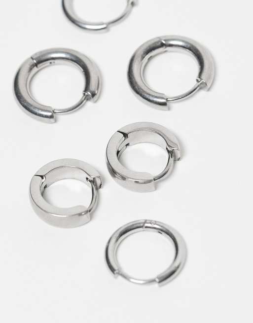 Lost souls – 3er-Pack kleine Creolen aus Edelstahl mit unterschiedlichen Breiten , 2 von 3