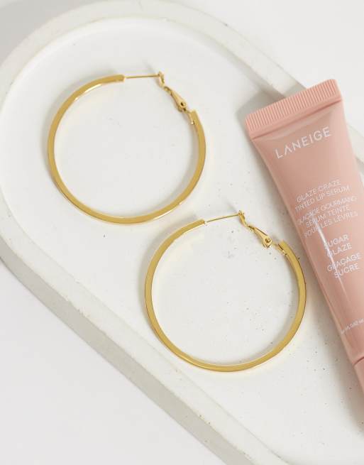 Lost Souls 40mm flat edge hoop earrings in 18k gold plated stainless steel, 5 of 5