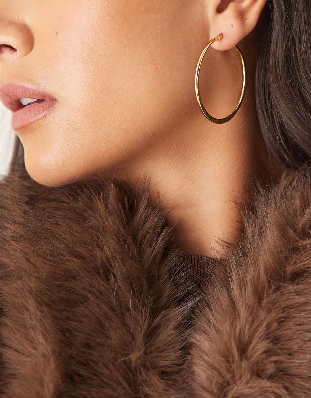 Lost Souls 45mm flat hoop earrings in 18ct gold plated stainless steel
