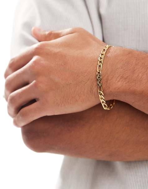 Lost Souls 4mm figaro chain bracelet in 18ct gold plated - view 1