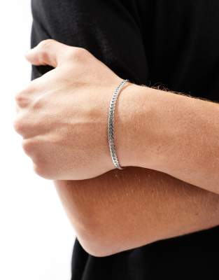 Lost Souls 4mm herringbone chain bracelet in stainless steel-Silver φωτογραφία