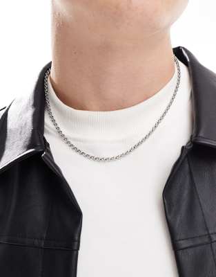 4mm rolo chain necklace in stainless steel-Silver