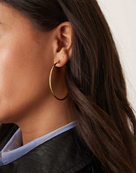 Lost Souls 50mm hoop earrings in 18k gold plated - view 1