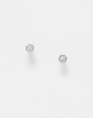 LOST SOULS Lost Souls 6mm crystal stud earrings in stainless steel-Silver