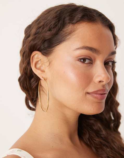 Lost Souls 70mm big hoop earrings in 18ct gold plated stainless steel - view 1