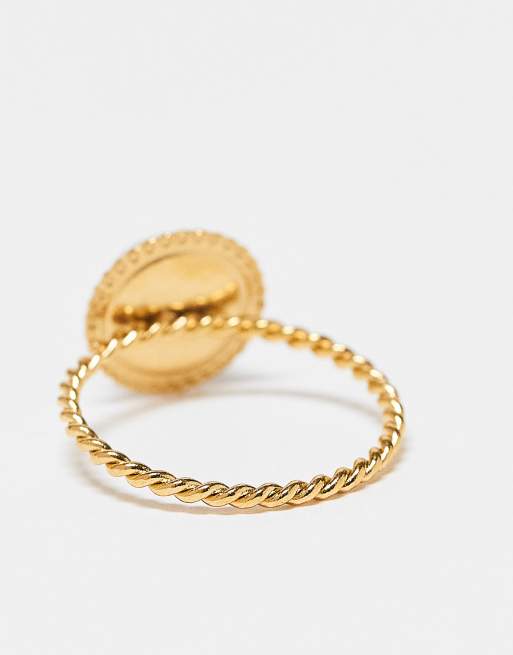 Lost Souls amberstone ring in 18kt gold plated stainless steel, 3 of 3