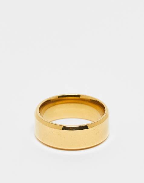 Lost Souls - Anello a fascia con bordi smussati placcato oro 18 k - view 1