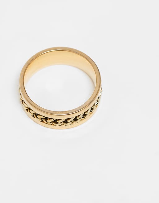 Lost Souls - Anello a fascia placcato oro 18 k con catenina mobile, 2 di 3