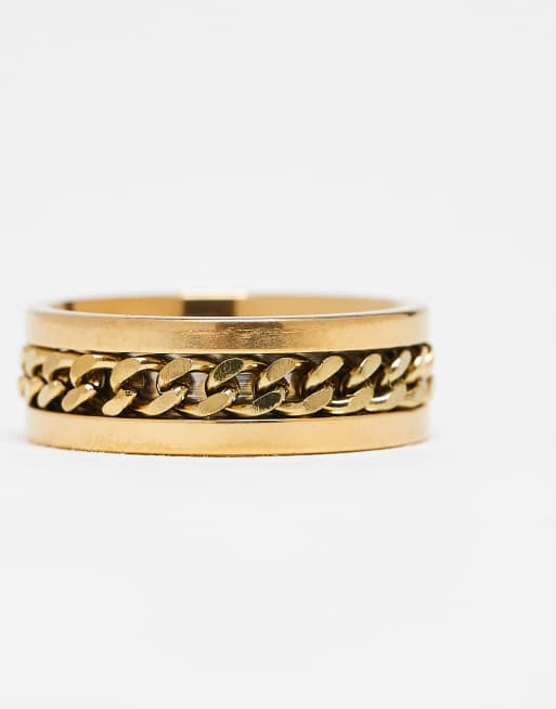 Lost Souls - Anello a fascia placcato oro 18 k con catenina mobile, 3 di 3