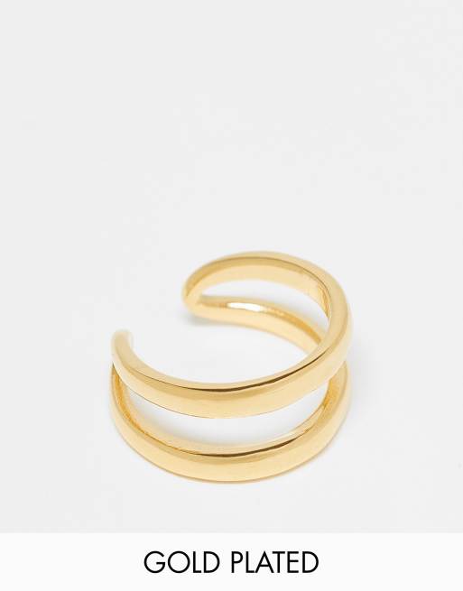 Lost Souls - Anello in acciaio inossidabile placcato oro 18 ct con design doppio
