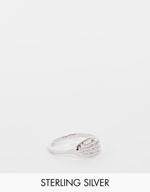 Lost Souls - Anello in argento sterling avvolgente con design a forma di mano scheletrica