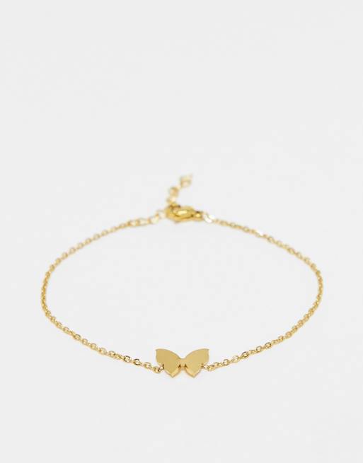 Lost Souls - Armband van roestvrij staal met vlindervormig hangertje in goud
