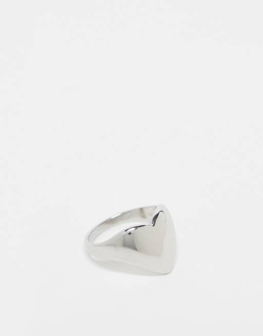 Lost Souls - Bague cœur bombé en acier inoxydable - Argenté