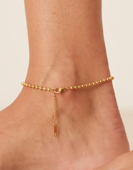 Lost Souls ball chain anklet in 18k gold plated stainless steel, 2 of 3