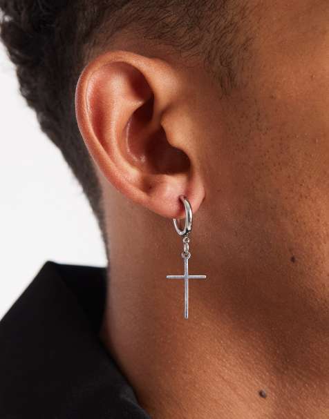 Lost Souls ball stud & hoop earring set with cross in stainless steel - view 1