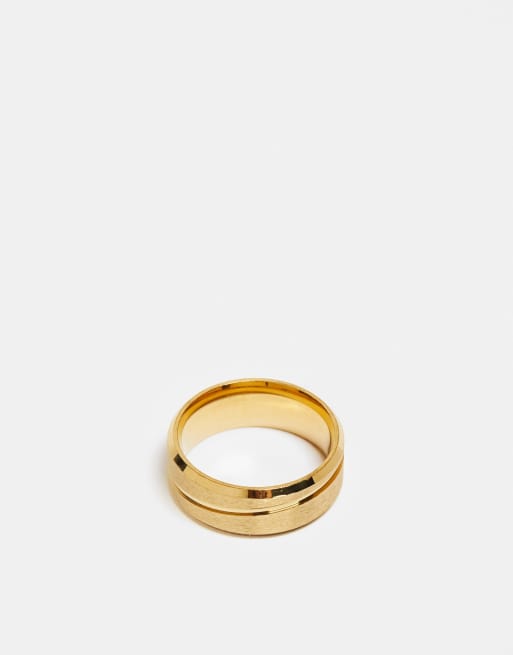 Lost Souls - Band ring van roestvrij staal met textuur in goud