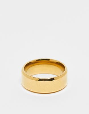 band ring with angled edges in 18k gold plated