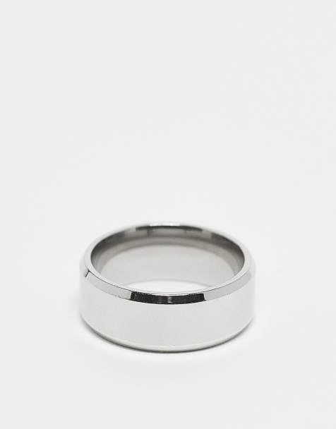 Lost Souls band ring with angled edges in stainless steel - view 1