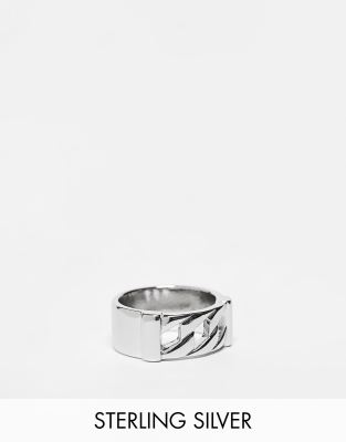 Lost Souls band ring with chain detail in sterling silver