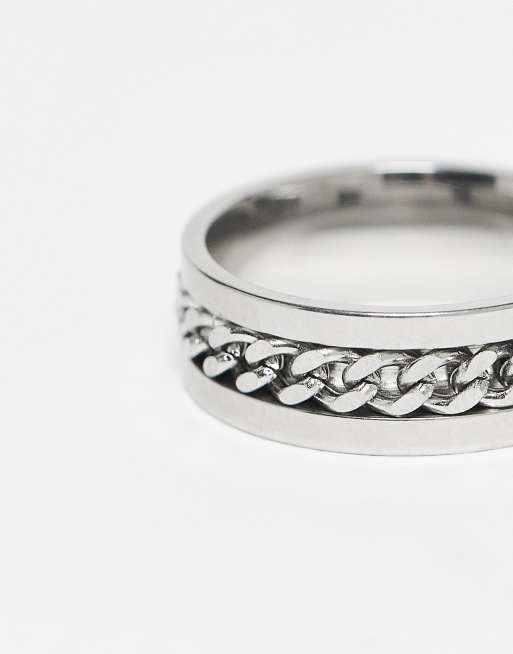 Lost Souls Band ring with moving chain in stainless steel, 2 of 3