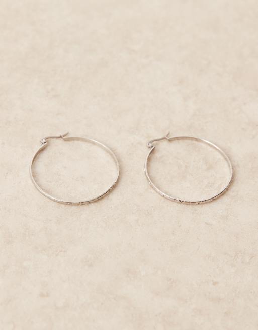 Lost Souls big hoop textured earrings in silver-tone stainless steel, 3 of 3
