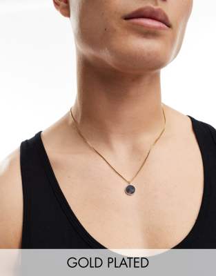 black disc pendant necklace in 18k gold plated