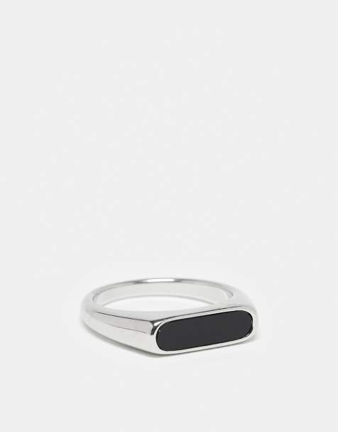 Lost Souls black resin signet ring in stainless steel - view 1