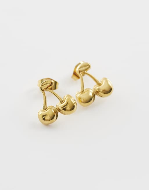 Lost Souls - Boucles d'oreilles cerises en acier inoxydable plaqué or 18 carats, 3 de 4