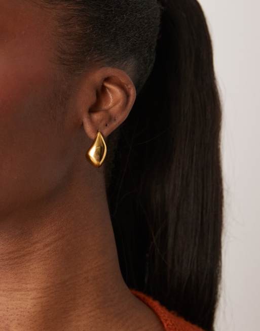 Lost Souls - Boucles d'oreilles chunky effet fondu en acier inoxydable plaqué or 18 carats