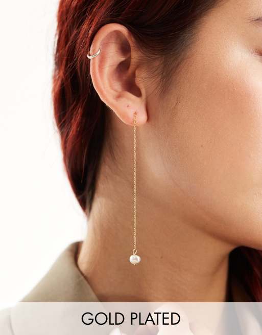 Lost Souls - Boucles d'oreilles longues pendantes en acier inoxydable plaqué or 18 carats