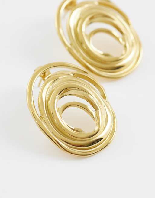 Lost Souls - Boucles d'oreilles spirales en acier inoxydable plaqué or 18 carats, 3 de 4