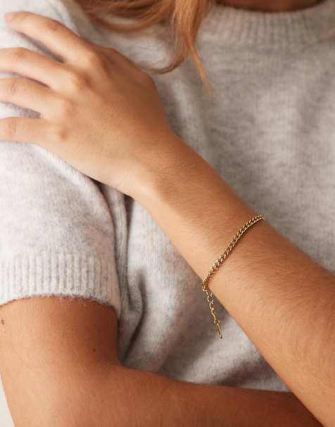 Lost Souls - Bracciale a catenina barbazzale da 4 mm in acciaio inossidabile placcato oro 18 k - view 1