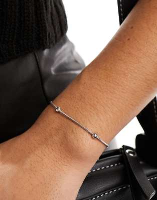 Lost Souls - Bracciale a catenina con palline in acciaio inossidabile color argento