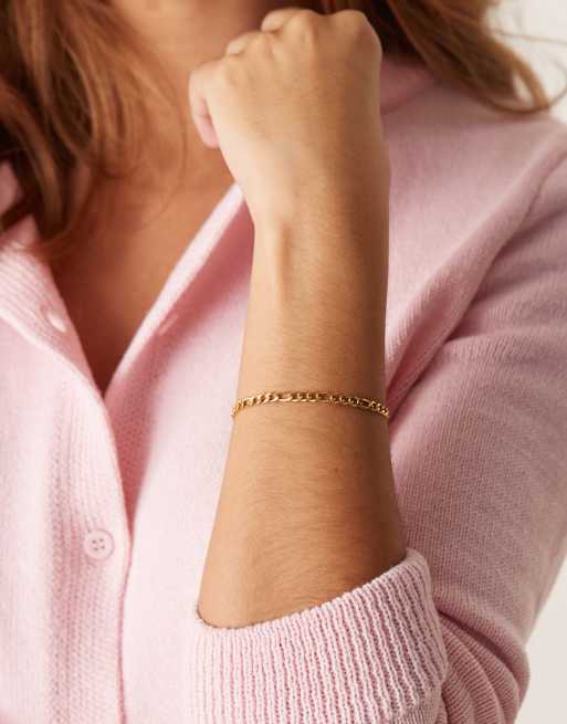 Lost Souls - Bracciale a catenina figaro sottile in acciaio inossidabile placcato oro da 18 kt