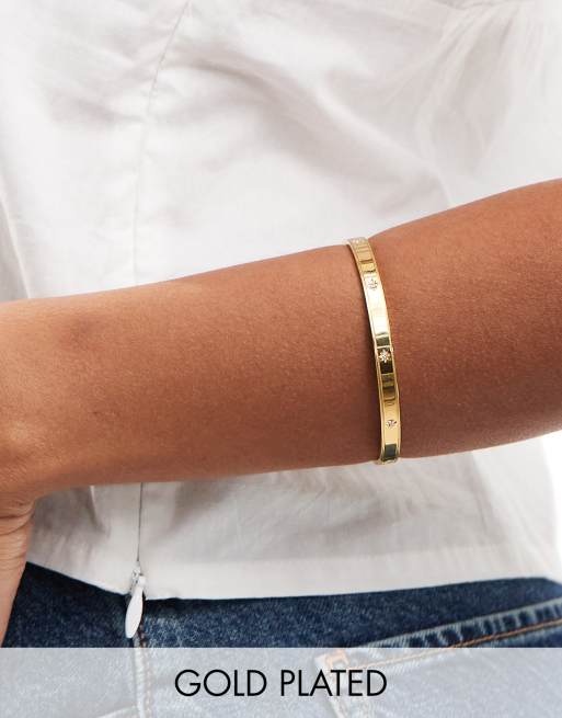 Lost Souls - Bracciale a fascia in acciaio inossidabile placcato oro 18 con stelle incise