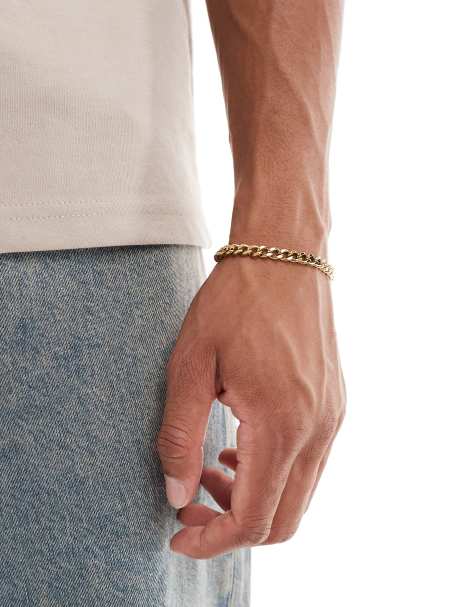 Lost Souls - Bracciale con catenina intrecciata da 6 mm placcato oro 18 k - view 1